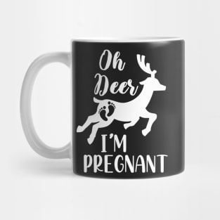 Oh Deer I'm Pregnant Gift, Christmas Pregnancy Announcement, Funny Pregnancy Announcement Mug